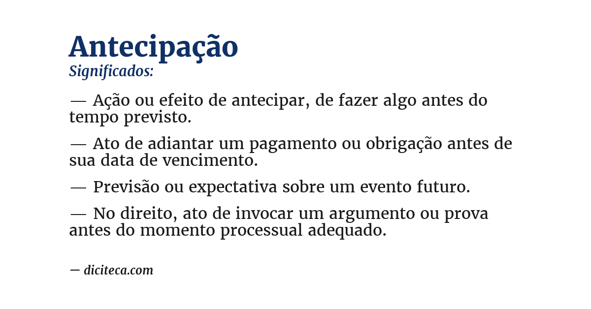 Significado de antecipação