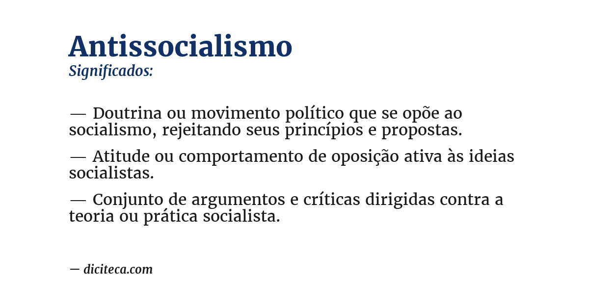 Significado de antissocialismo