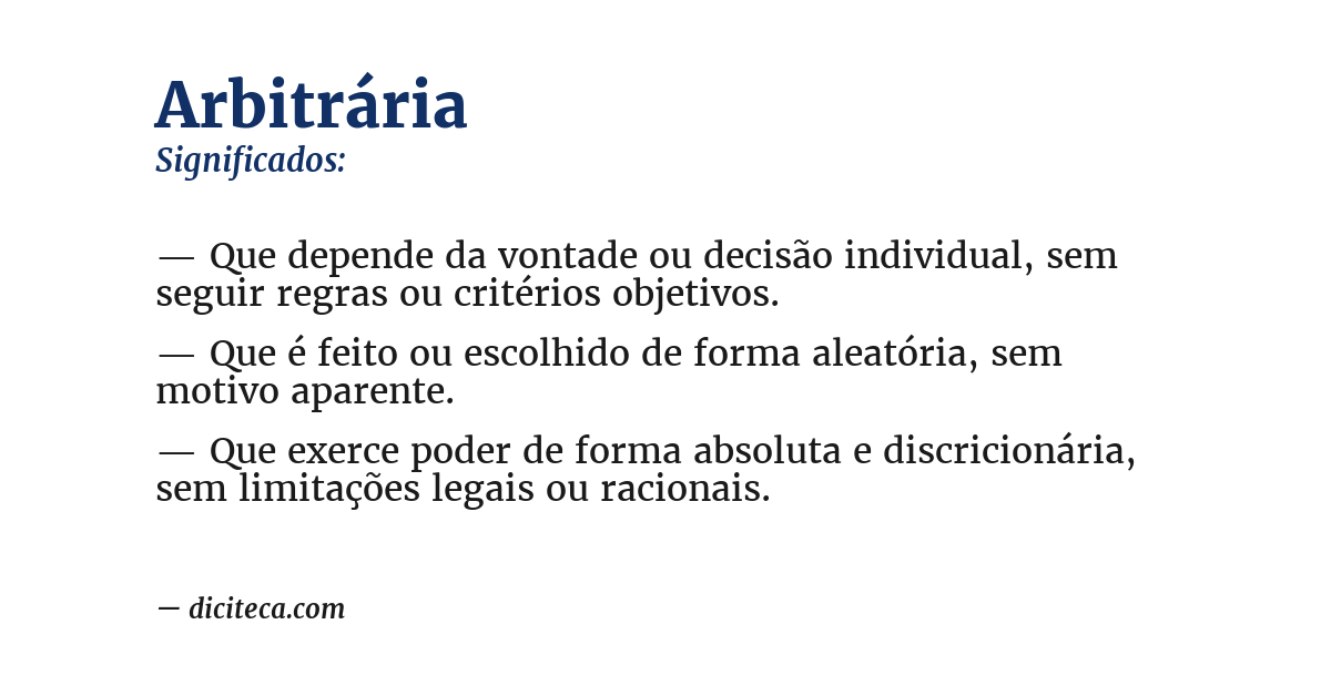 Significado de arbitrária