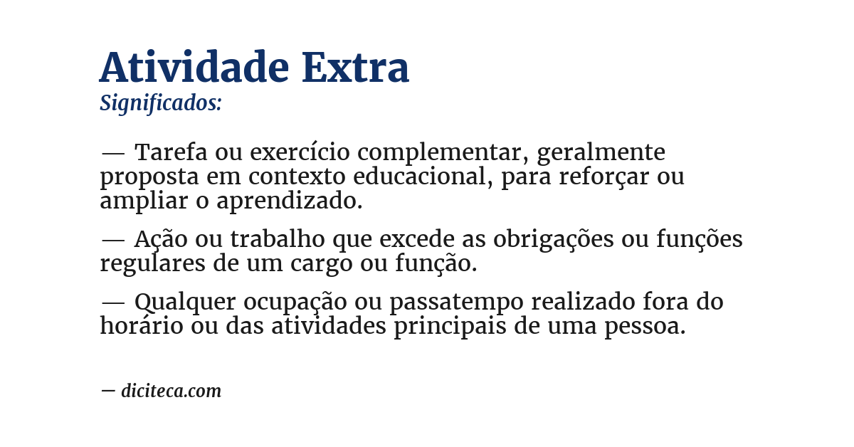 Significado de atividade extra