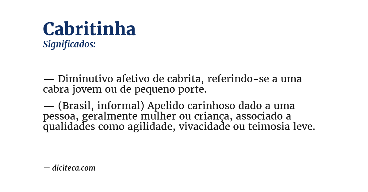 Significado de cabritinha
