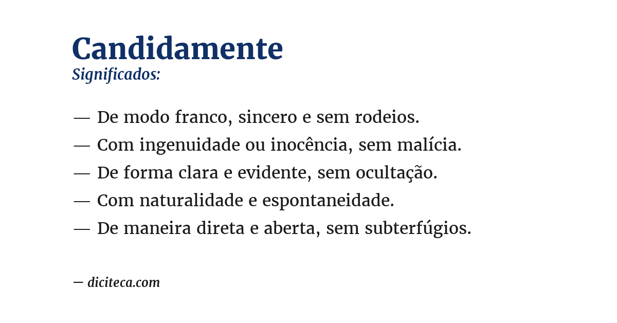 Significado de candidamente