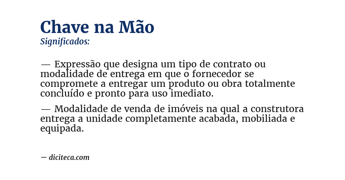Significado de chave na mão