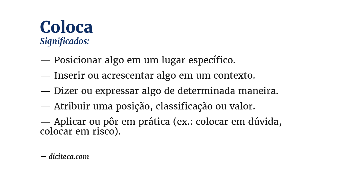 Significado de coloca