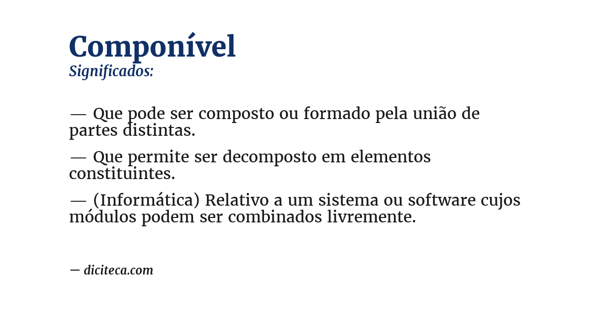Significado de componível