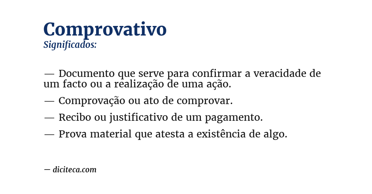 Significado de comprovativo
