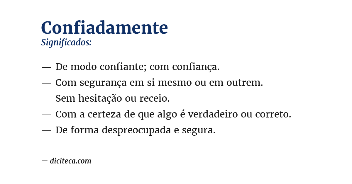 Significado de confiadamente