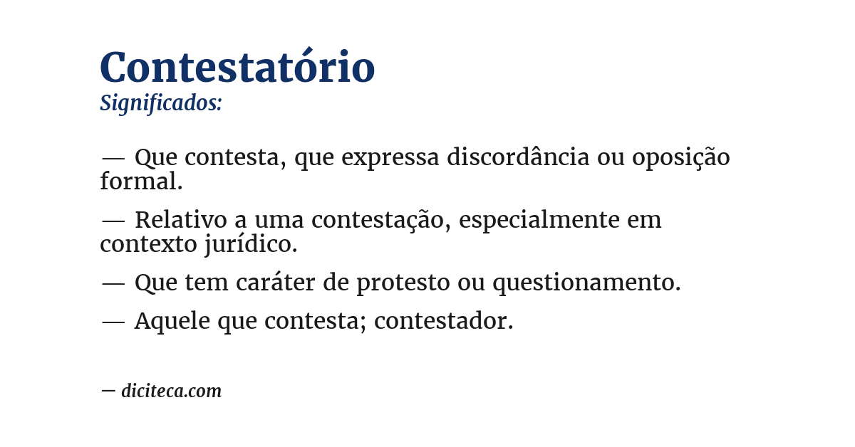 Significado de contestatório