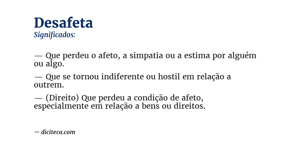 Significado de desafeta