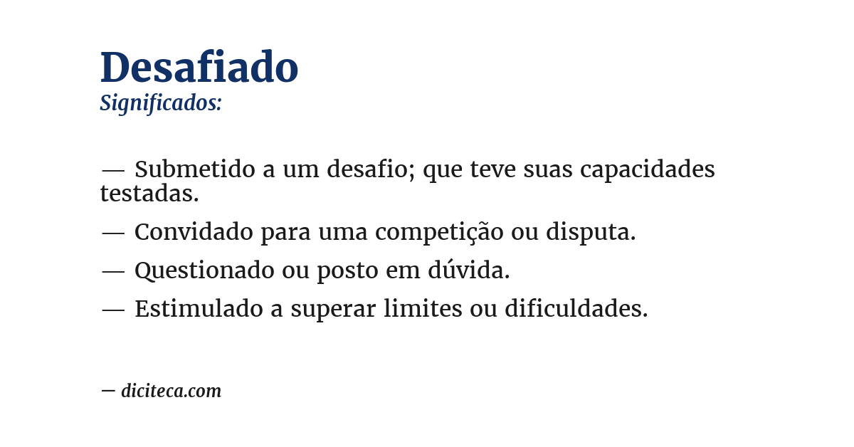 Significado de desafiado