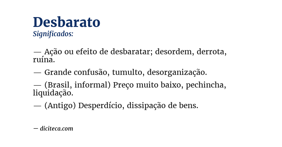 Significado de desbarato