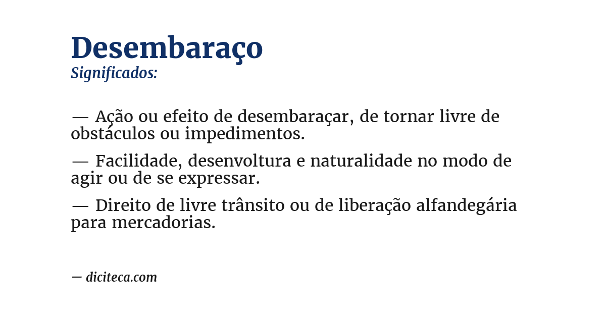 Significado de desembaraço