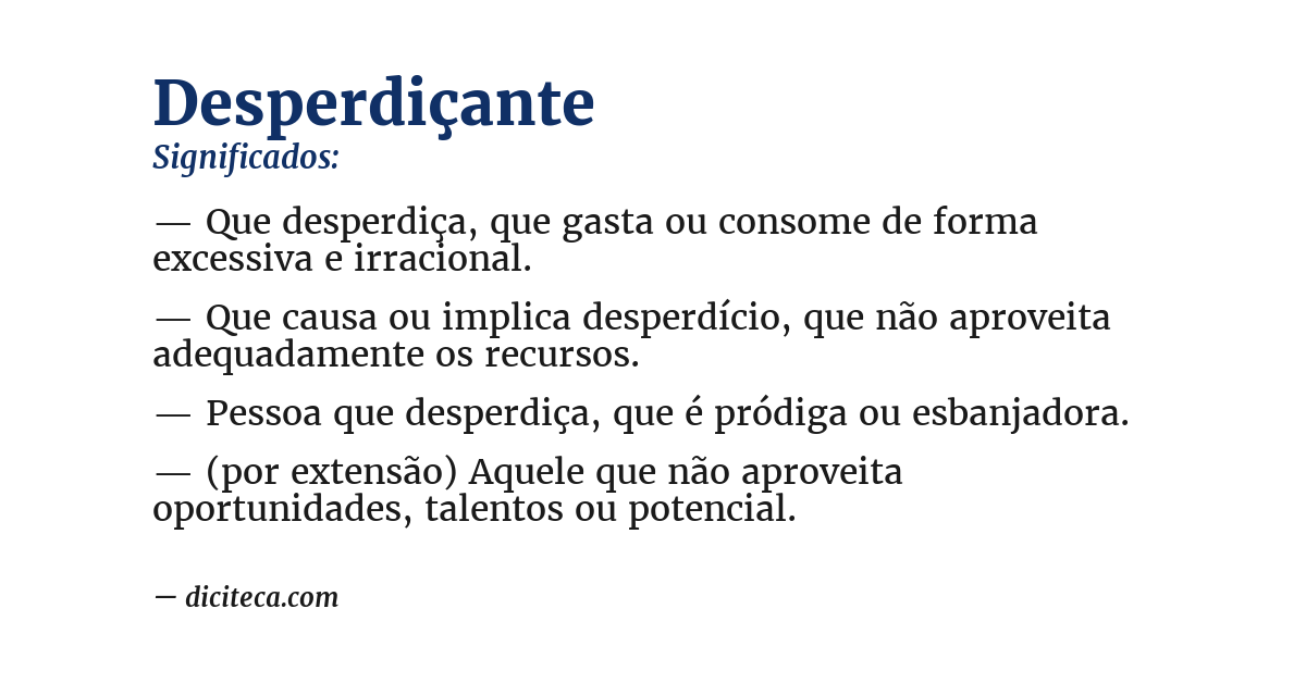 Significado de desperdiçante