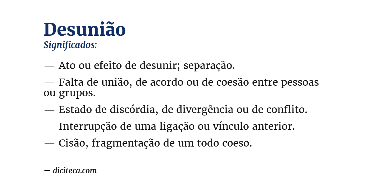 Significado de desunião