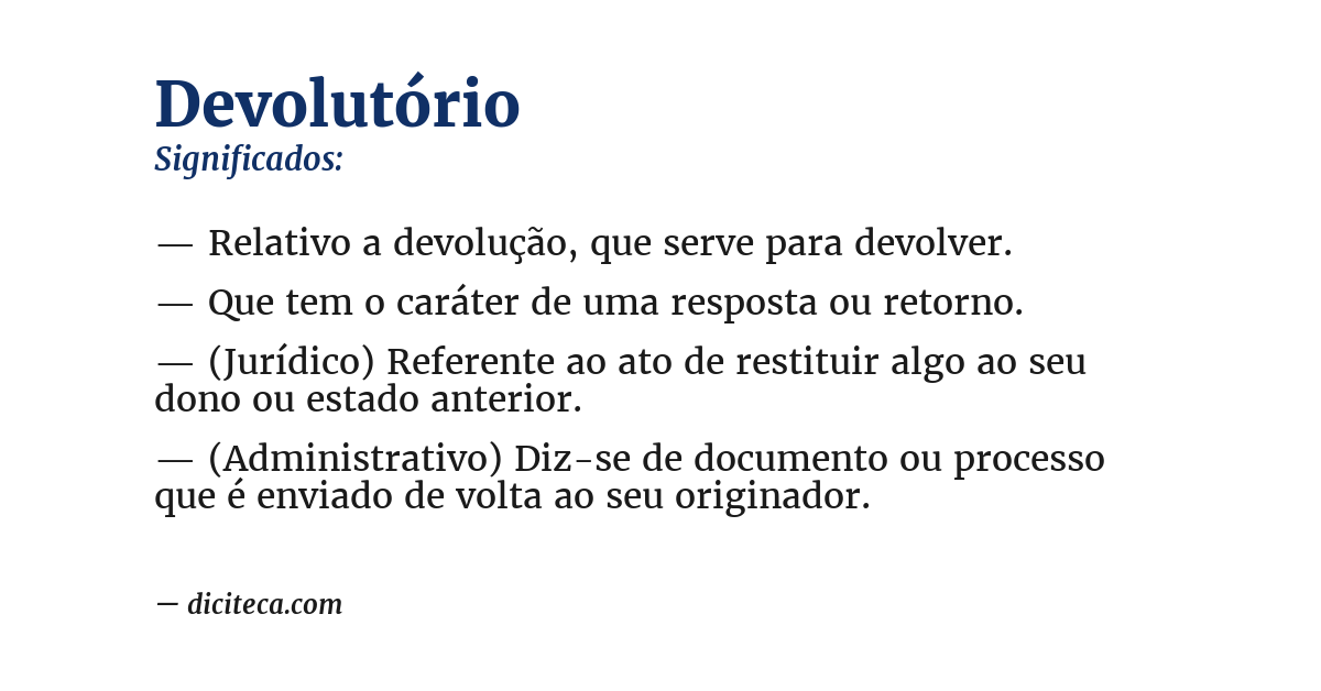 Significado de devolutório