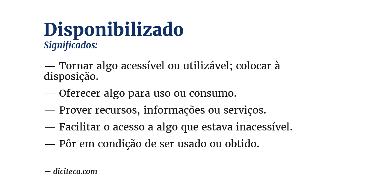 Significado de disponibilizado