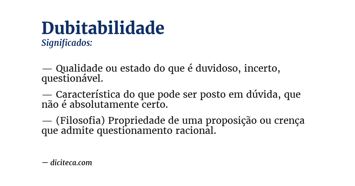 Significado de dubitabilidade
