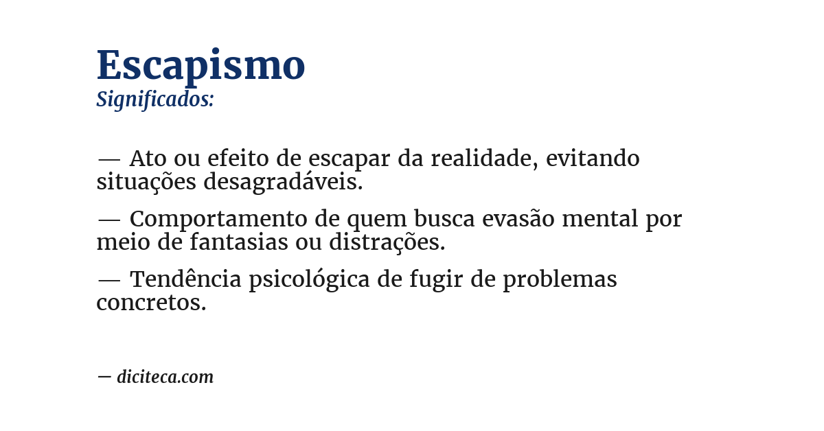 Significado de escapismo