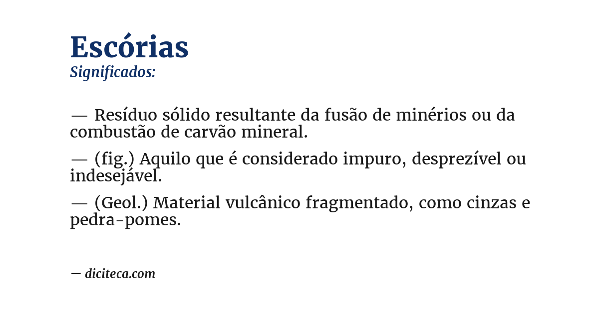 Significado de escórias