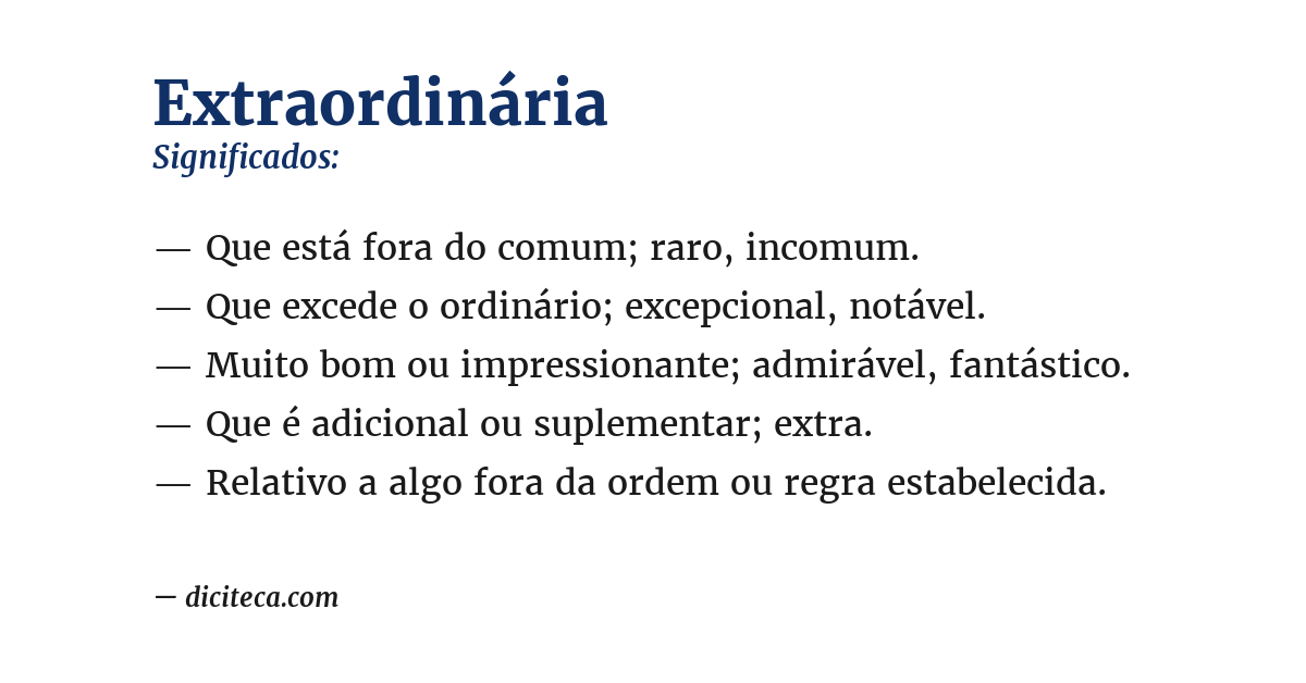 Significado de extraordinária