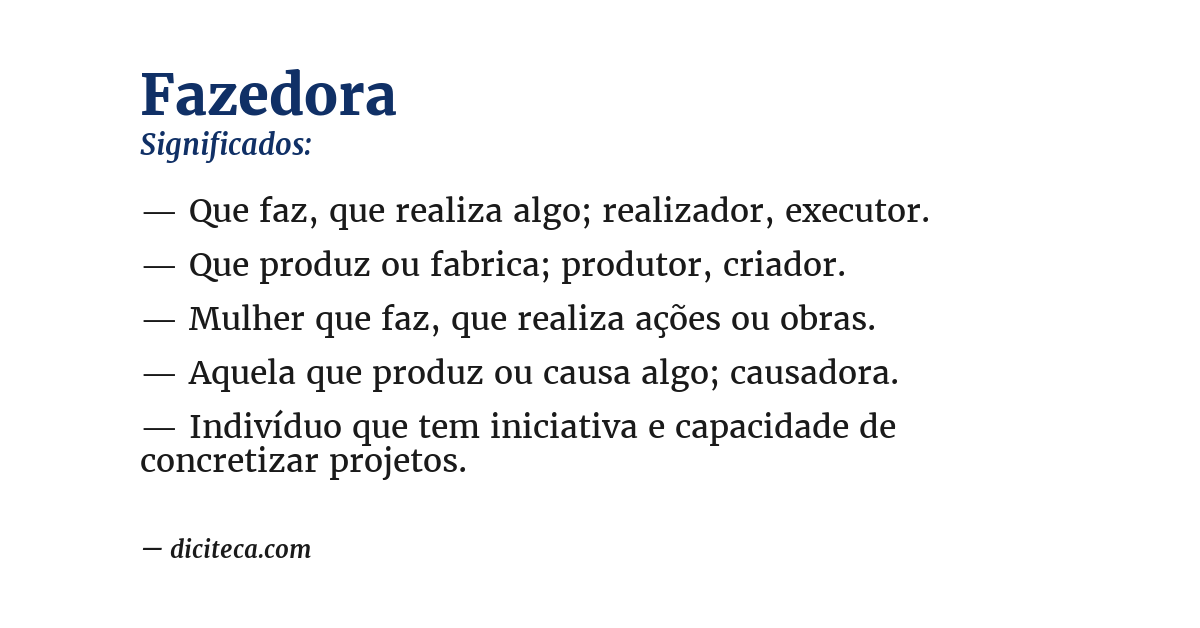 Significado de fazedora