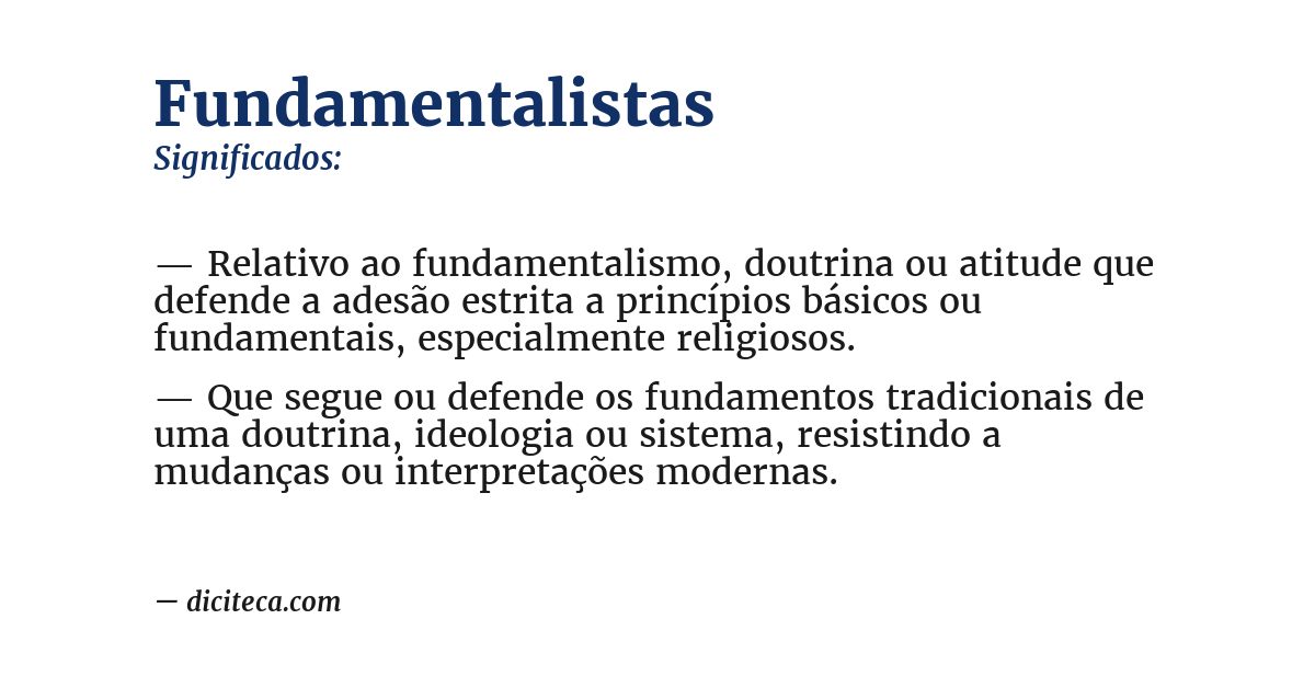 Significado de fundamentalistas