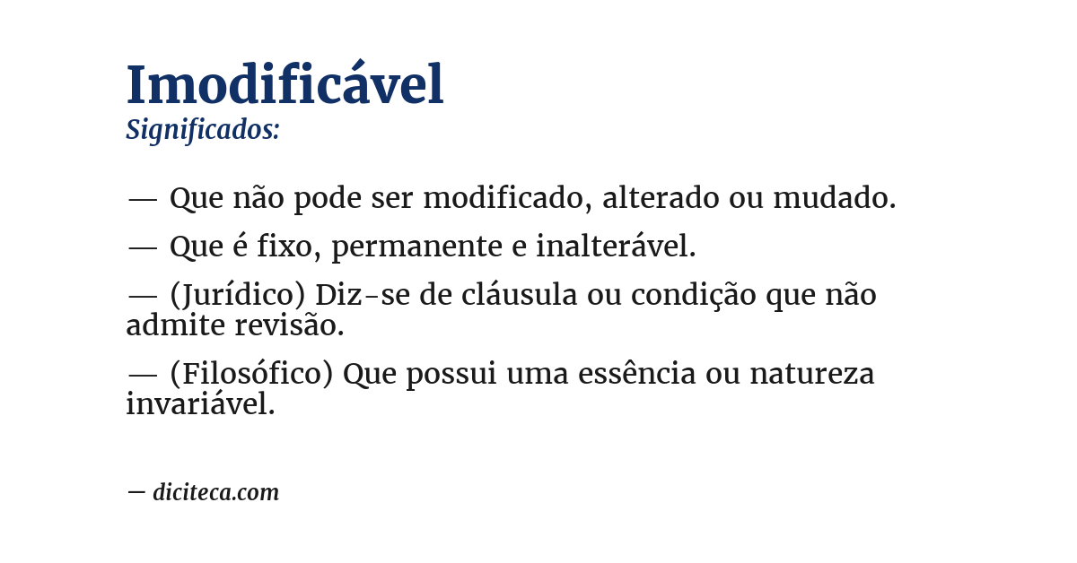 Significado de imodificável
