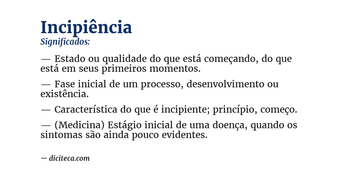 Significado de incipiência