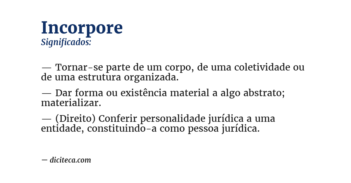 Significado de incorpore
