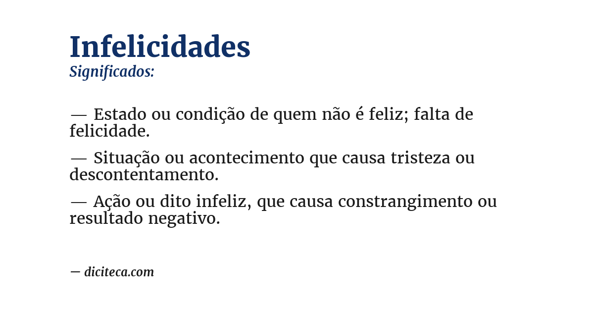 Significado de infelicidades