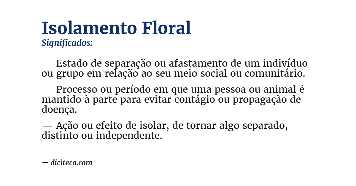 Significado de isolamento floral