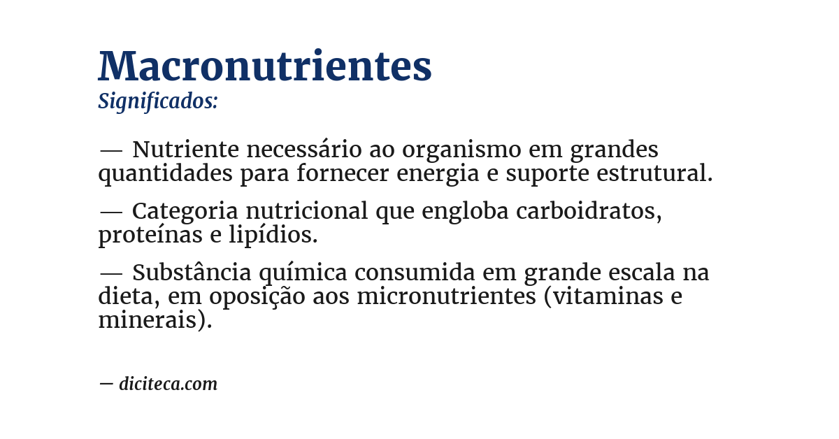 Significado de macronutrientes