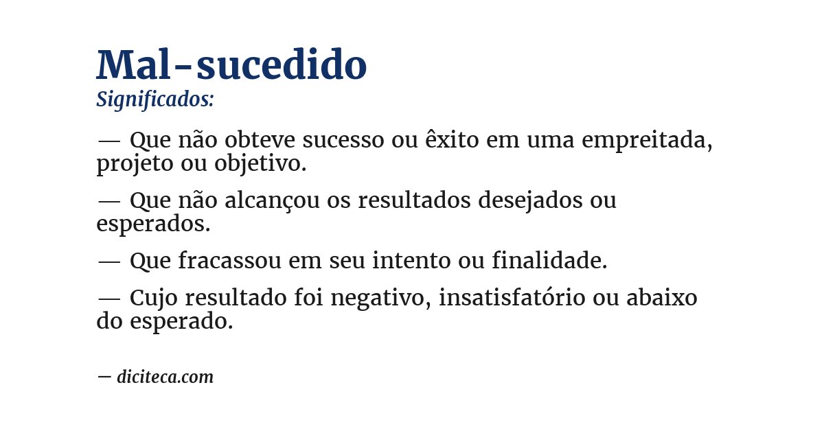 Significado de mal-sucedido