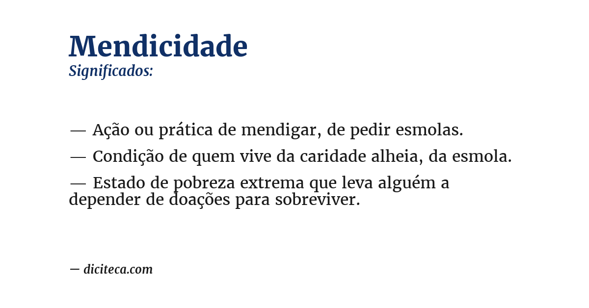Significado de mendicidade