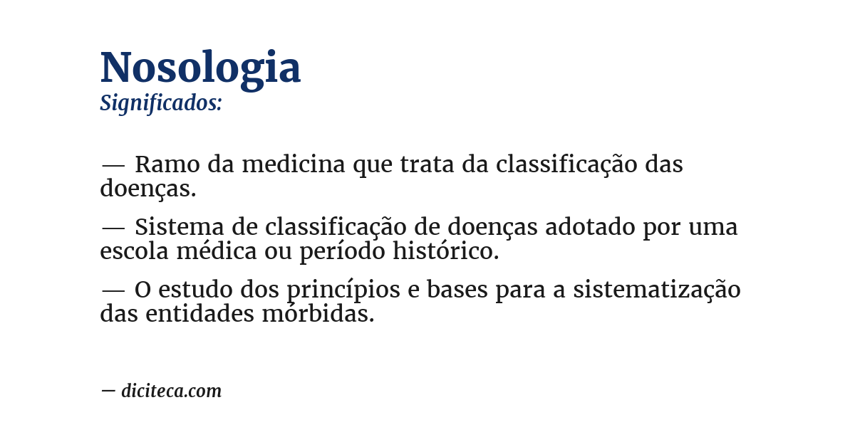 Significado de nosologia