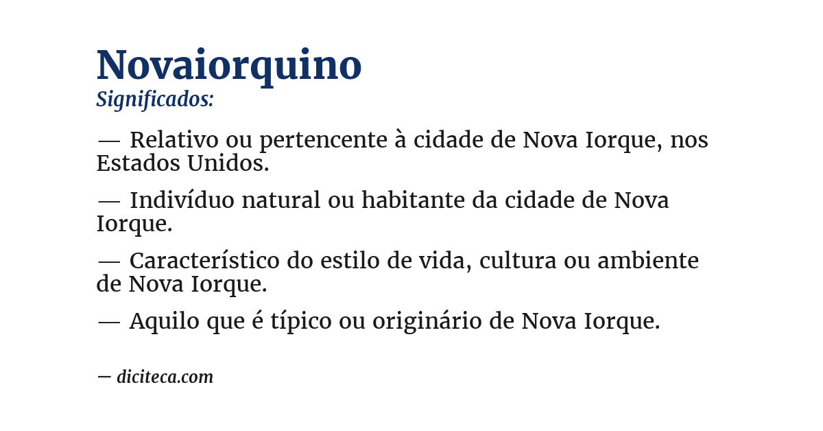 Significado de novaiorquino