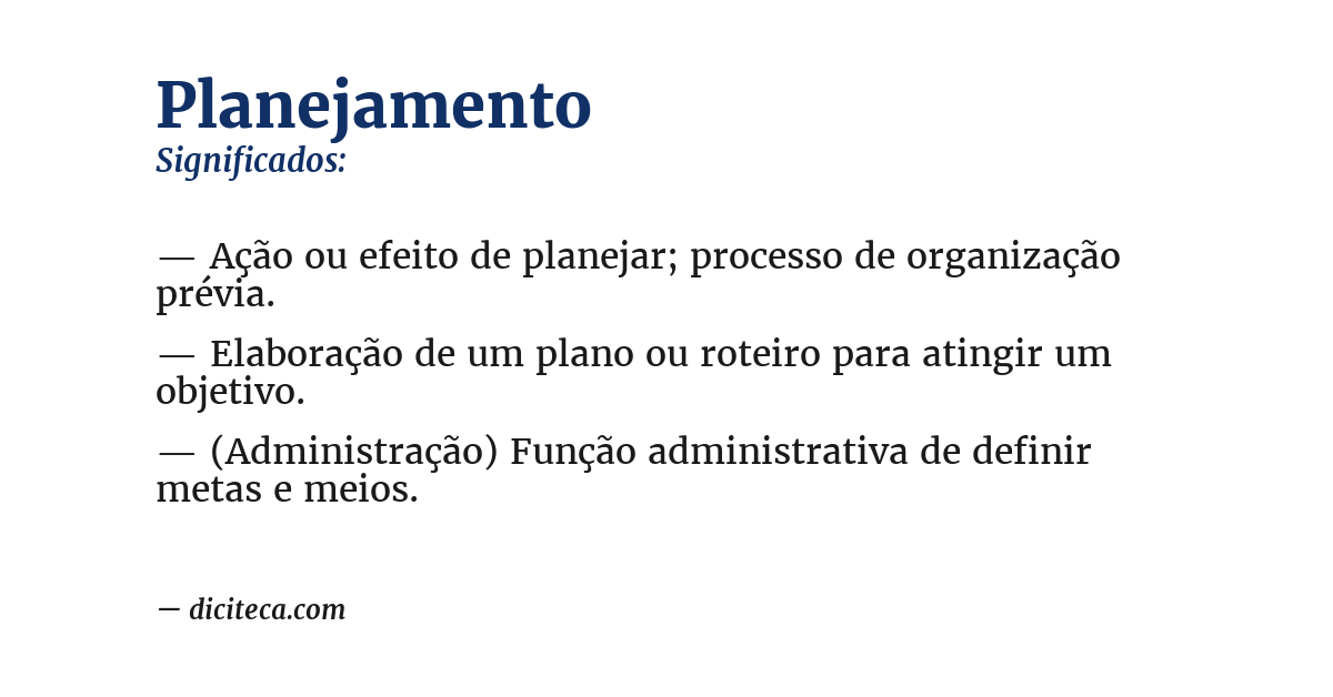 Significado de planejamento