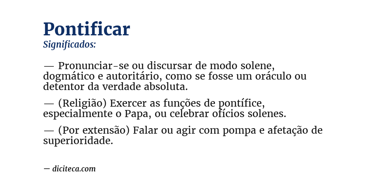 Significado de pontificar