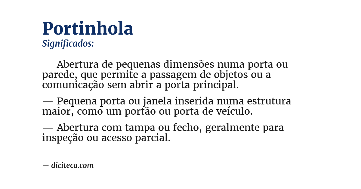 Significado de portinhola