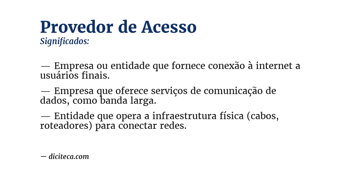 Significado de provedor de acesso