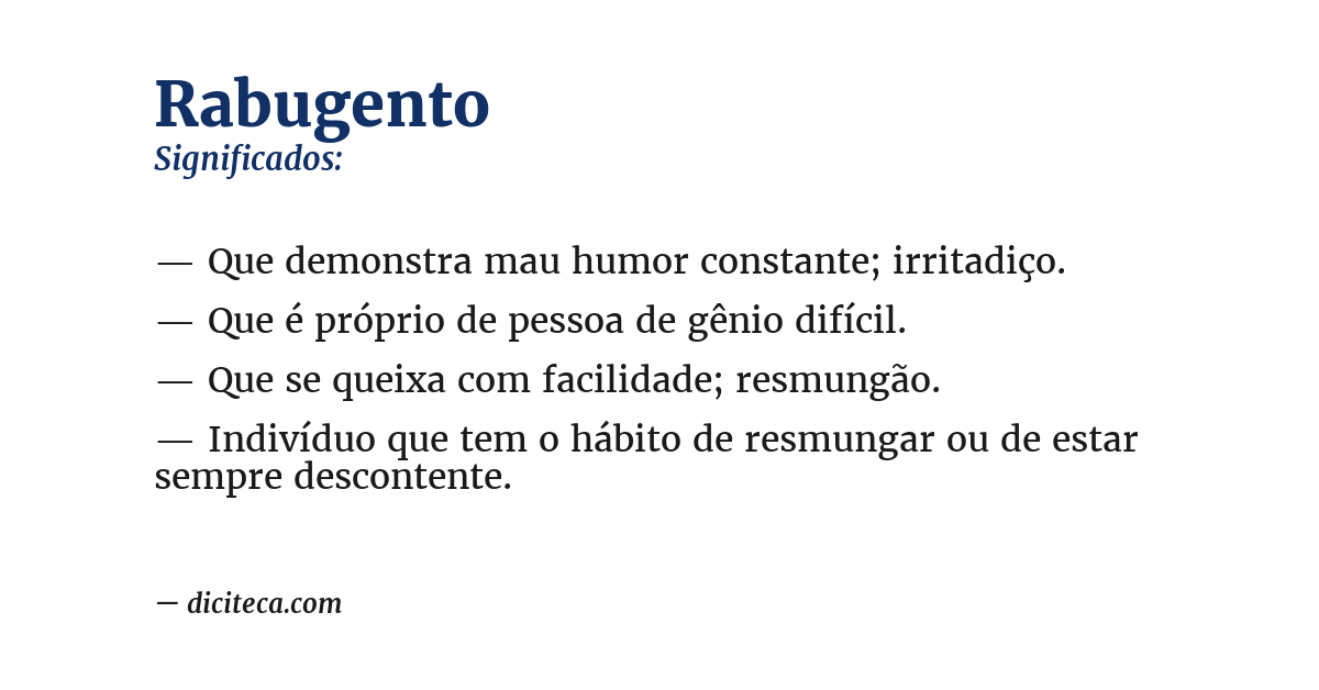 Significado de rabugento