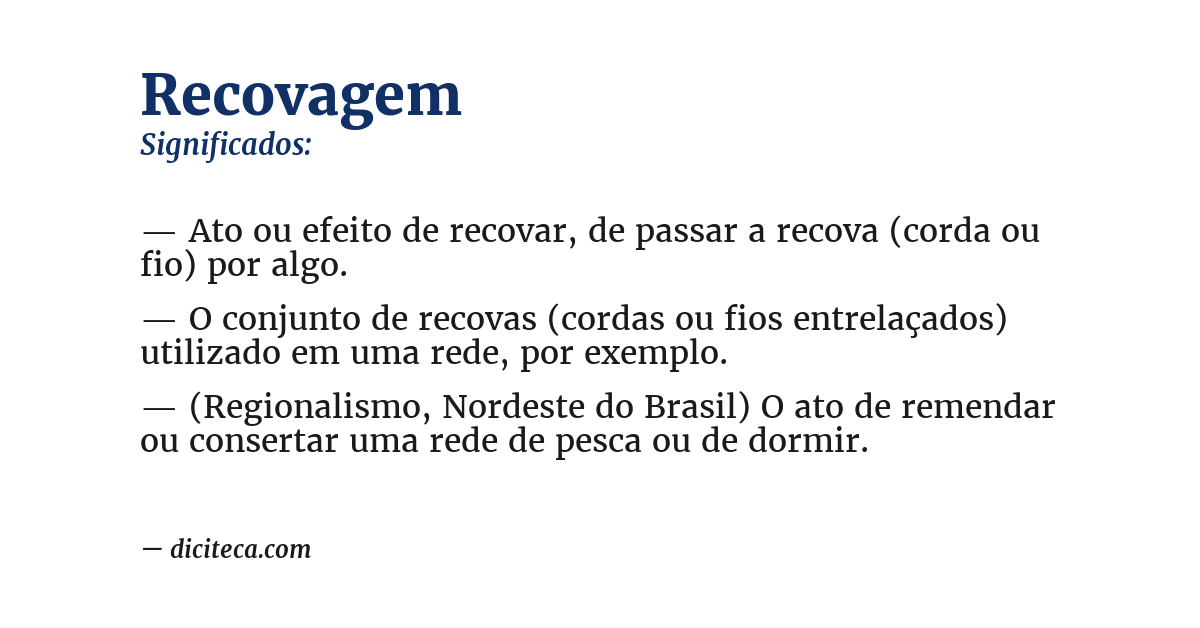 Significado de recovagem