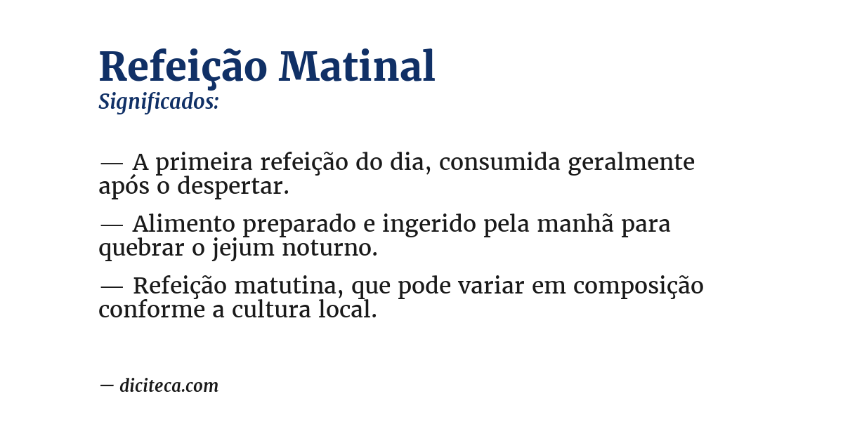 Significado de refeição matinal