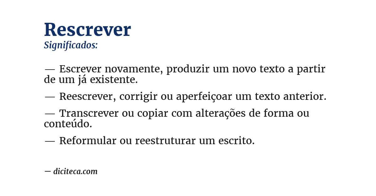 Significado de rescrever