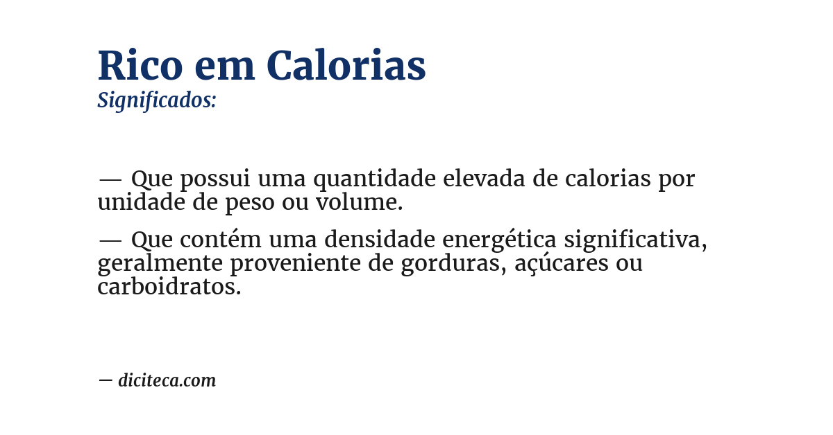 Significado de rico em calorias