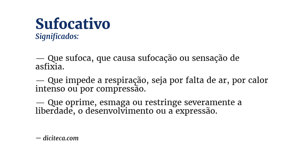 Significado de sufocativo