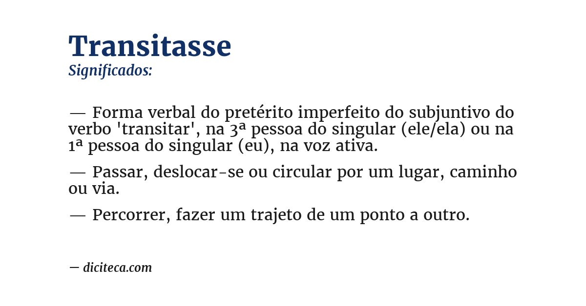 Significado de transitasse