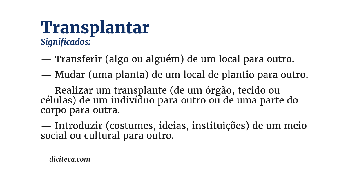 Significado de transplantar