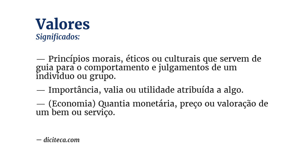 Significado de valores