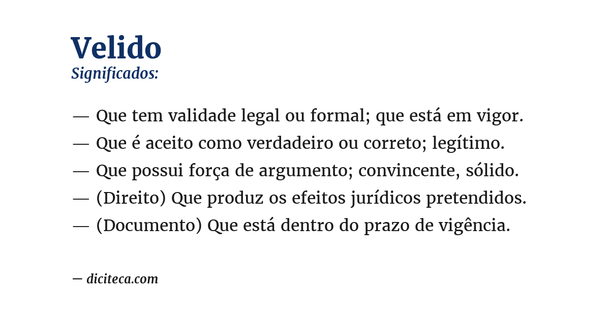 Significado de velido